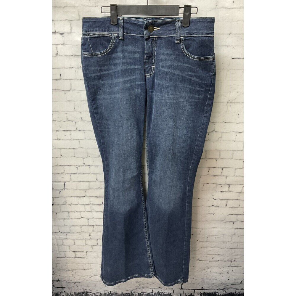 Wrangler Rock 47 Womens Jeans 29W 32L Flare Leg Blue Jeans Stretch Excellent E1 - Picture 2 of 10
